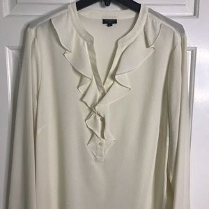Cream long sleeve blouse